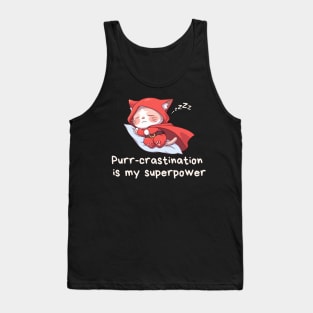 Cute Cat Lover T-Shirt Purr-crastination is my Superpower Tee Gift For Cat Mom Funny Cat T Shirt For Cat Dad Shirt Kawaii Cat Lover Gift T-Shirt Tank Top